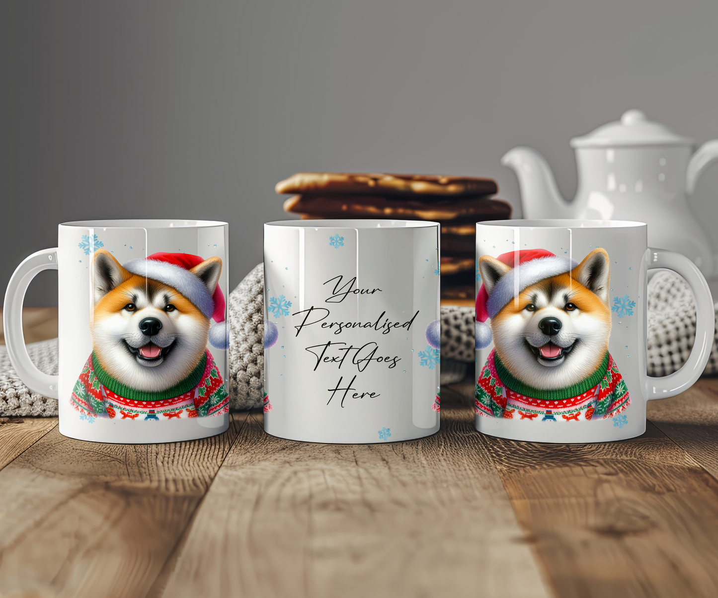 Personalised Akita Dog Christmas Jumper Gift Mug