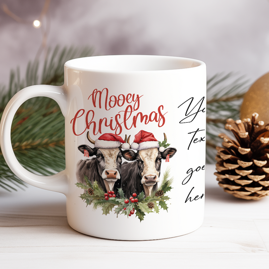 Personalised Christmas Animal Cow Pun - Keepsake Gift Mug, by Floppsie Moppsie – floppsiemoppsie at floppsiemoppsie.co.uk