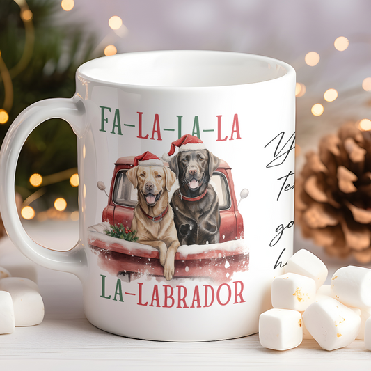 Personalised Christmas Animal Labrador Pun - Keepsake Gift Mug, by Floppsie Moppsie – floppsiemoppsie at floppsiemoppsie.co.uk