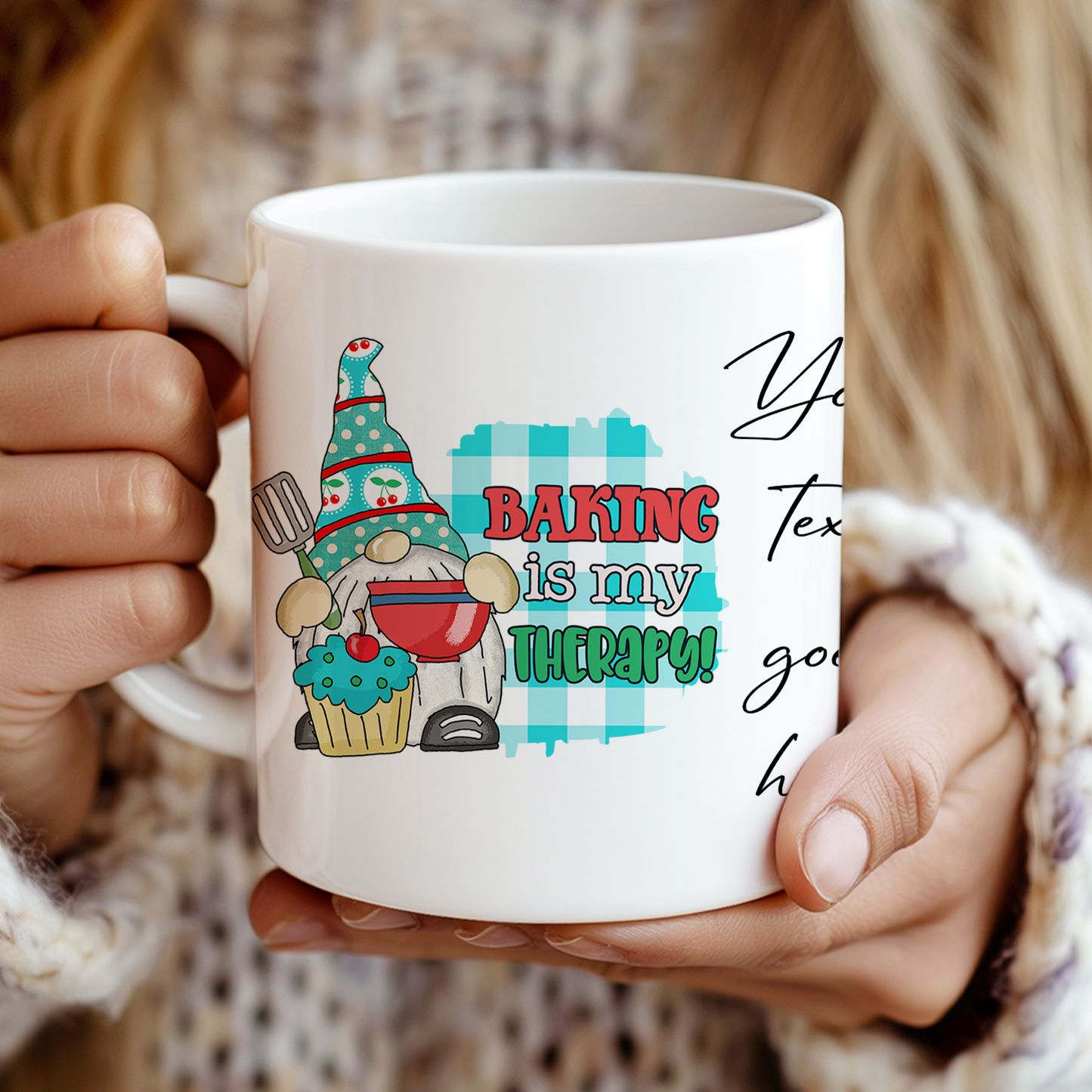 Personalised Baking Therapy Gonk Gnome Gift Mug