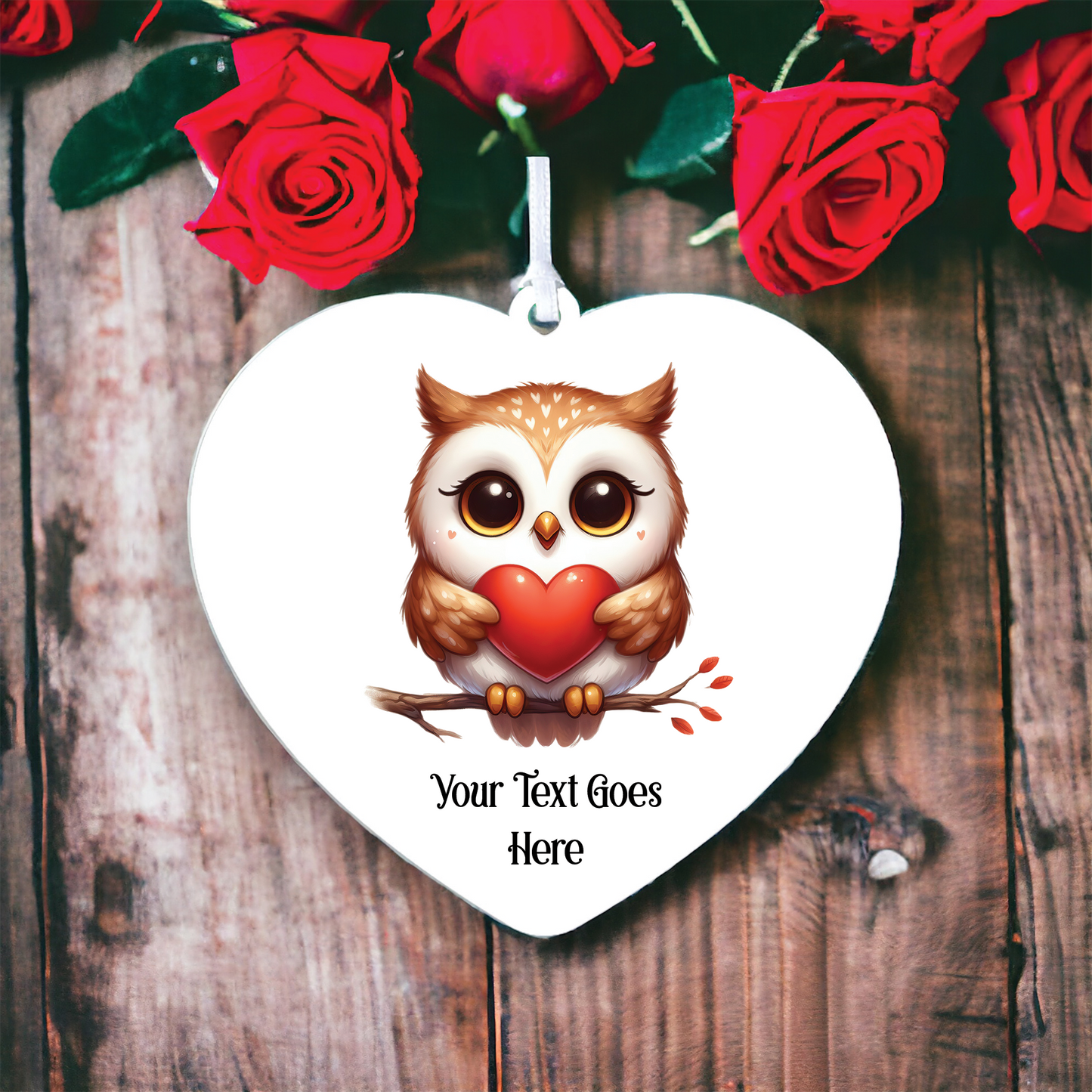 Personalised Owl Love Heart Decoration