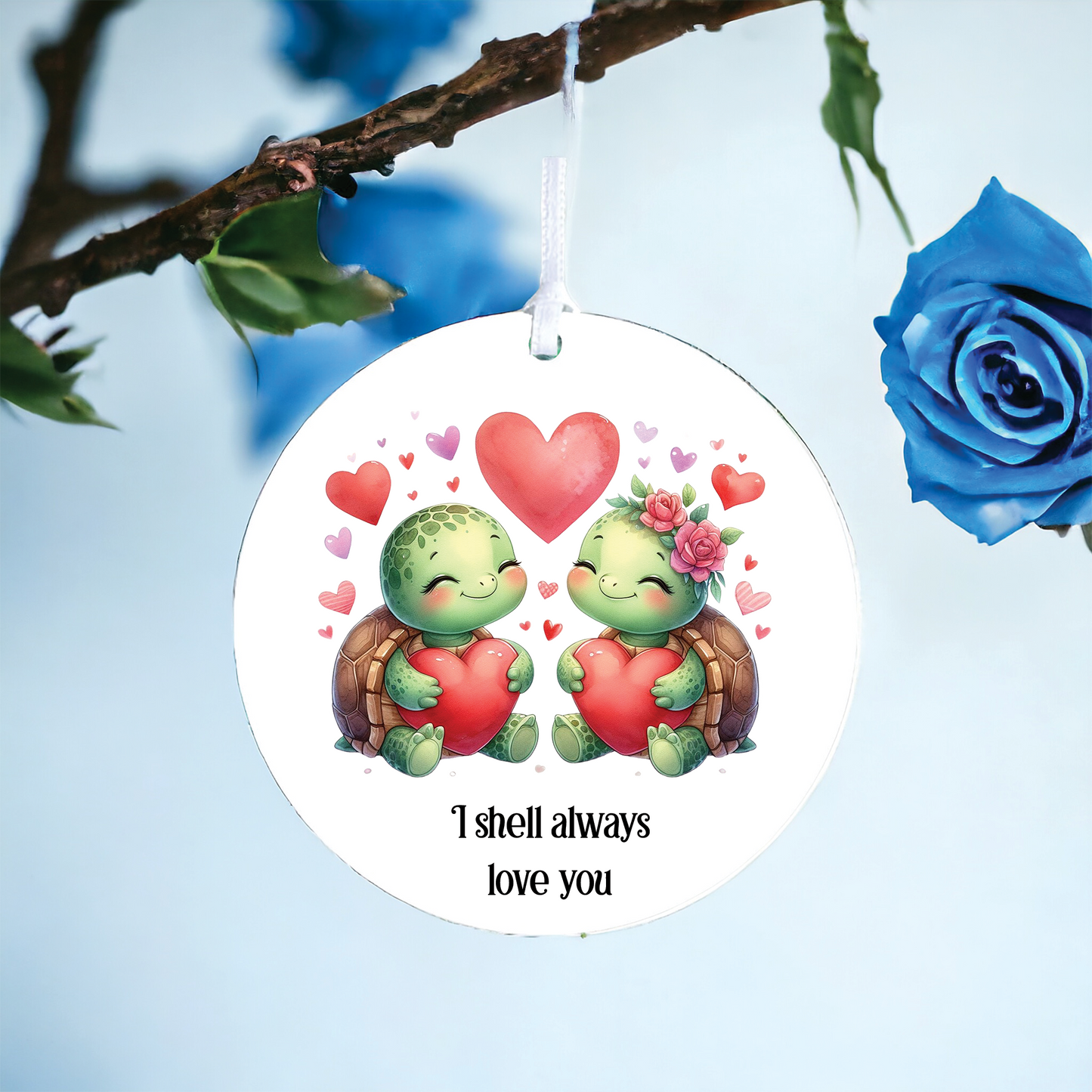Personalised Turtle Love Hearts Decoration