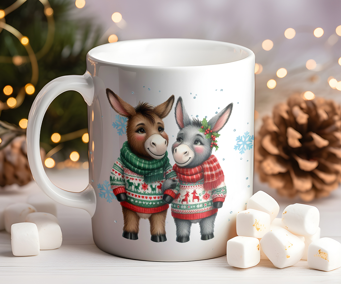 Personalised Christmas Donkey Couple Gift Mug - Style B