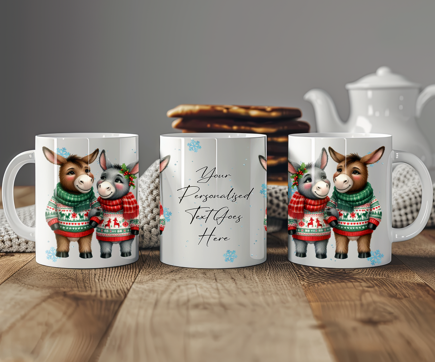 Personalised Christmas Donkey Couple Gift Mug - Style B
