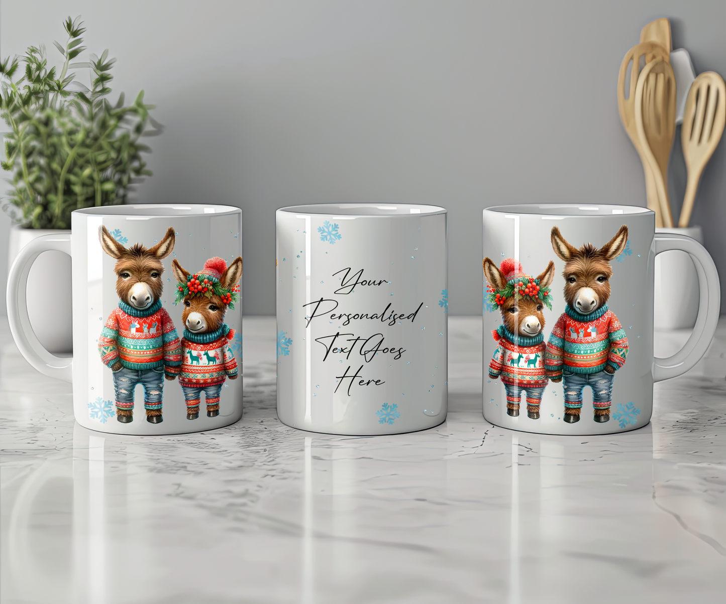 Personalised Christmas Donkey Couple Gift Mug - Style C