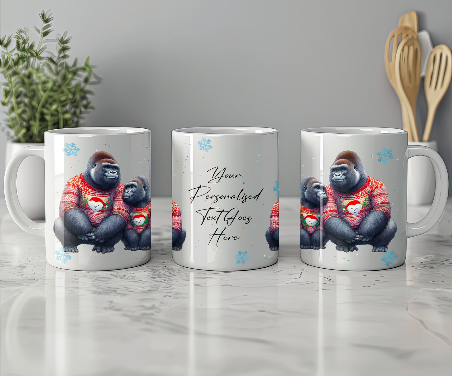 Personalised Christmas Gorilla Couple Gift Mug - Style A