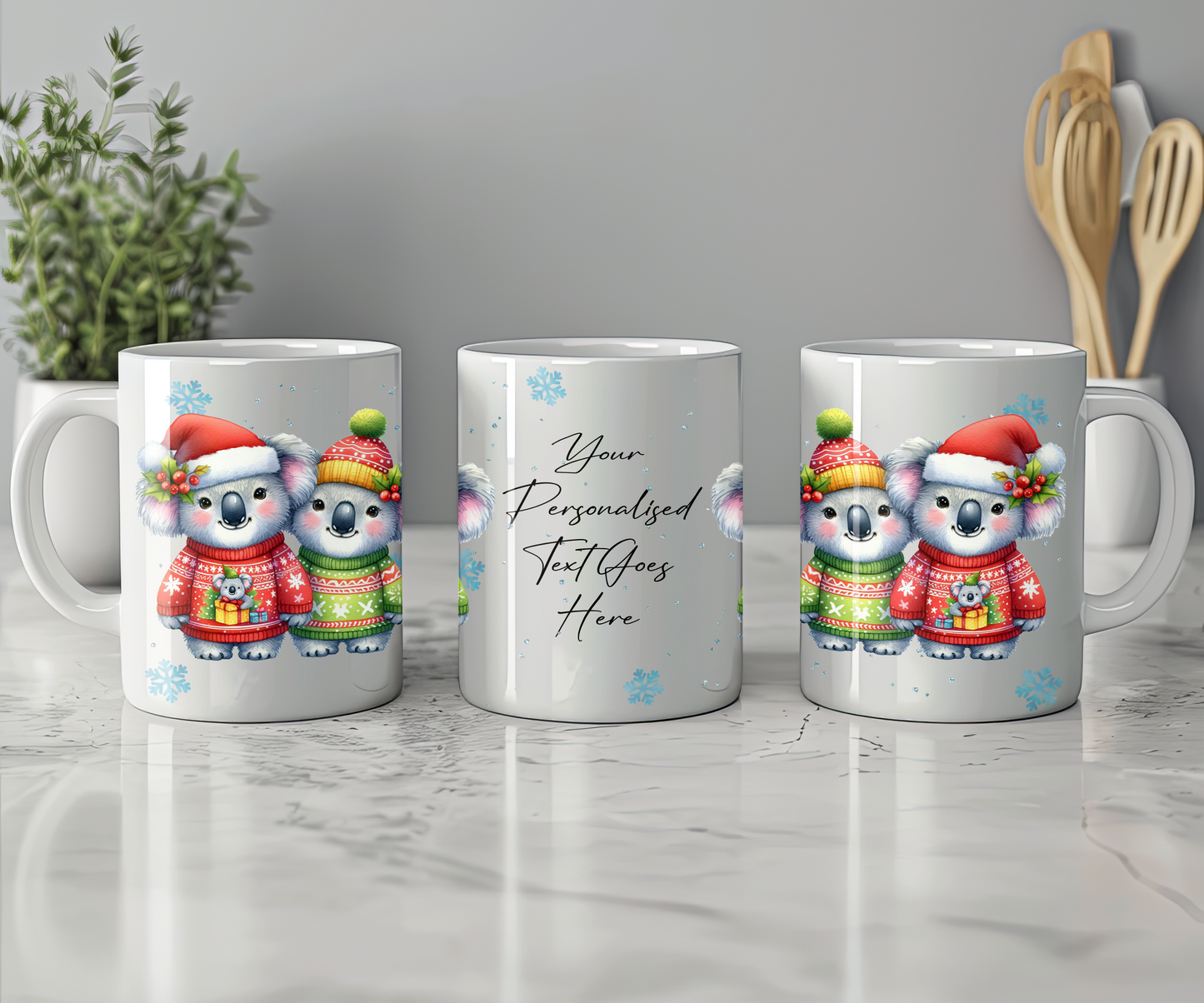 Personalised Christmas Koala Couple Gift Mug - Style A