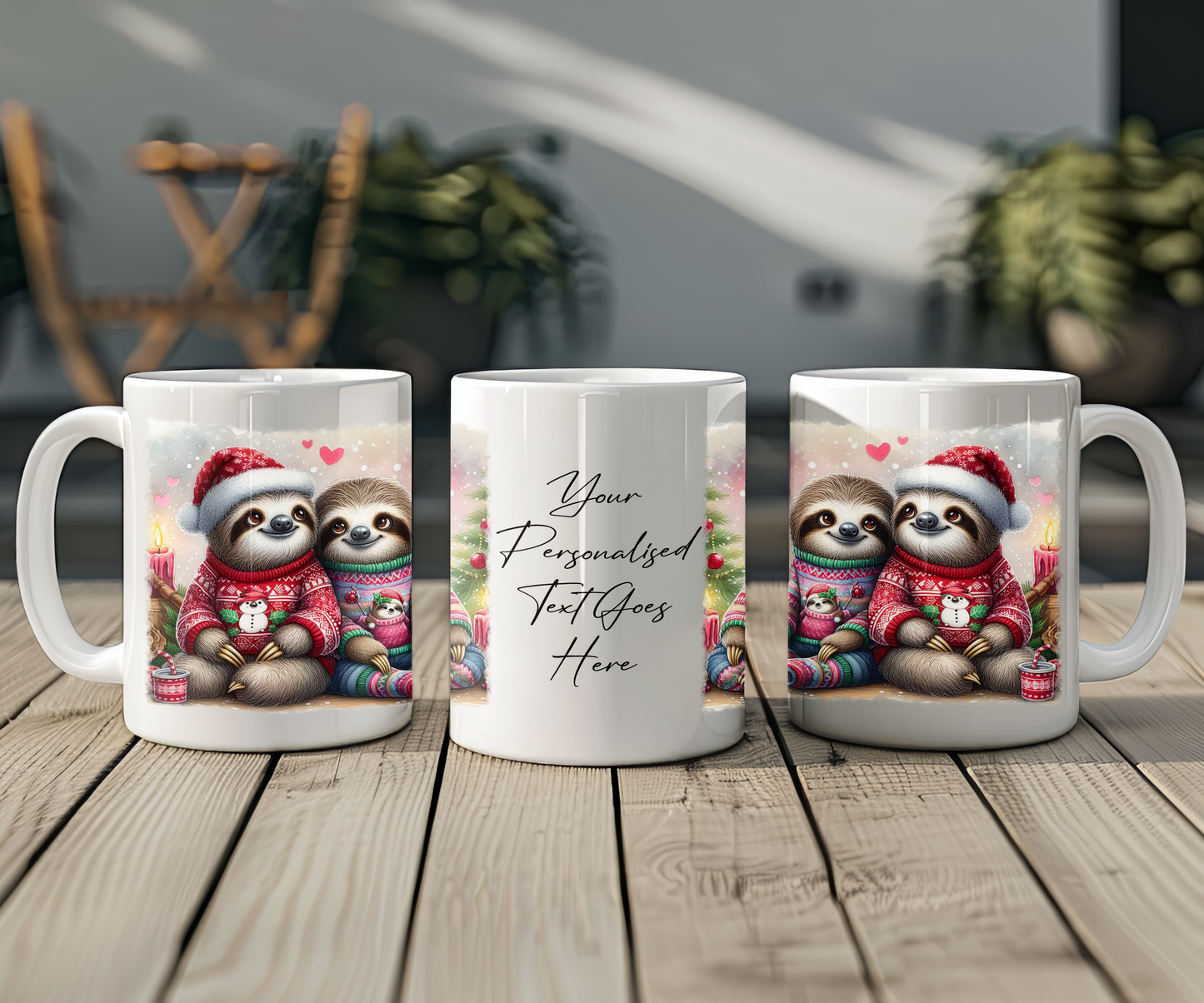 Personalised Christmas Sloth Couple Gift Mug - Style A