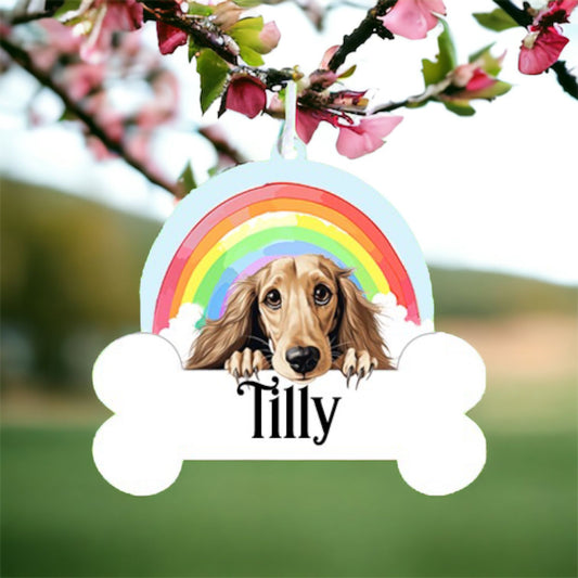 Personalised Saluki Rainbow Hanging Decoration