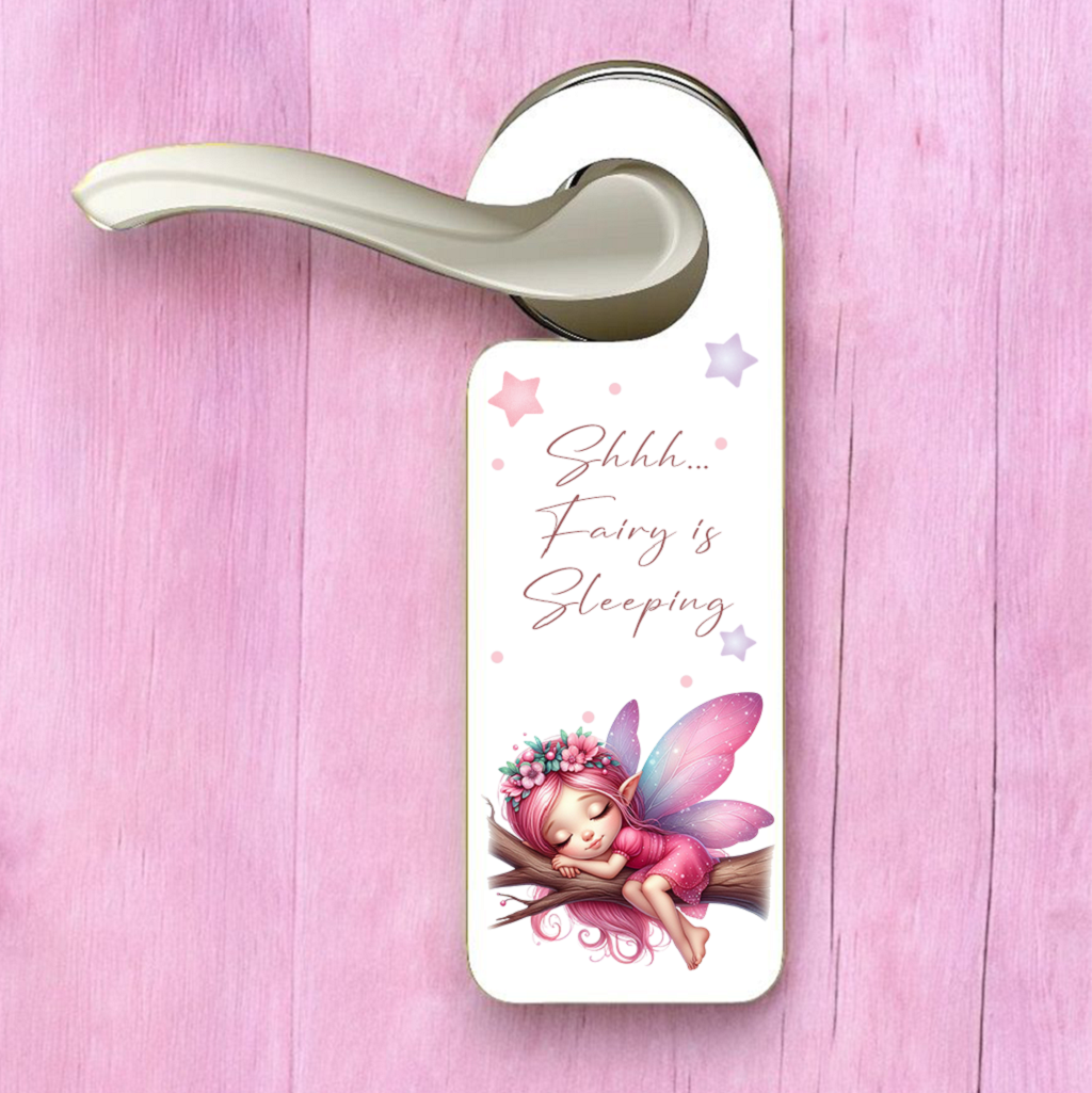 Personalised Fairy Bright Pink - Sleeping Door Hanger Gift