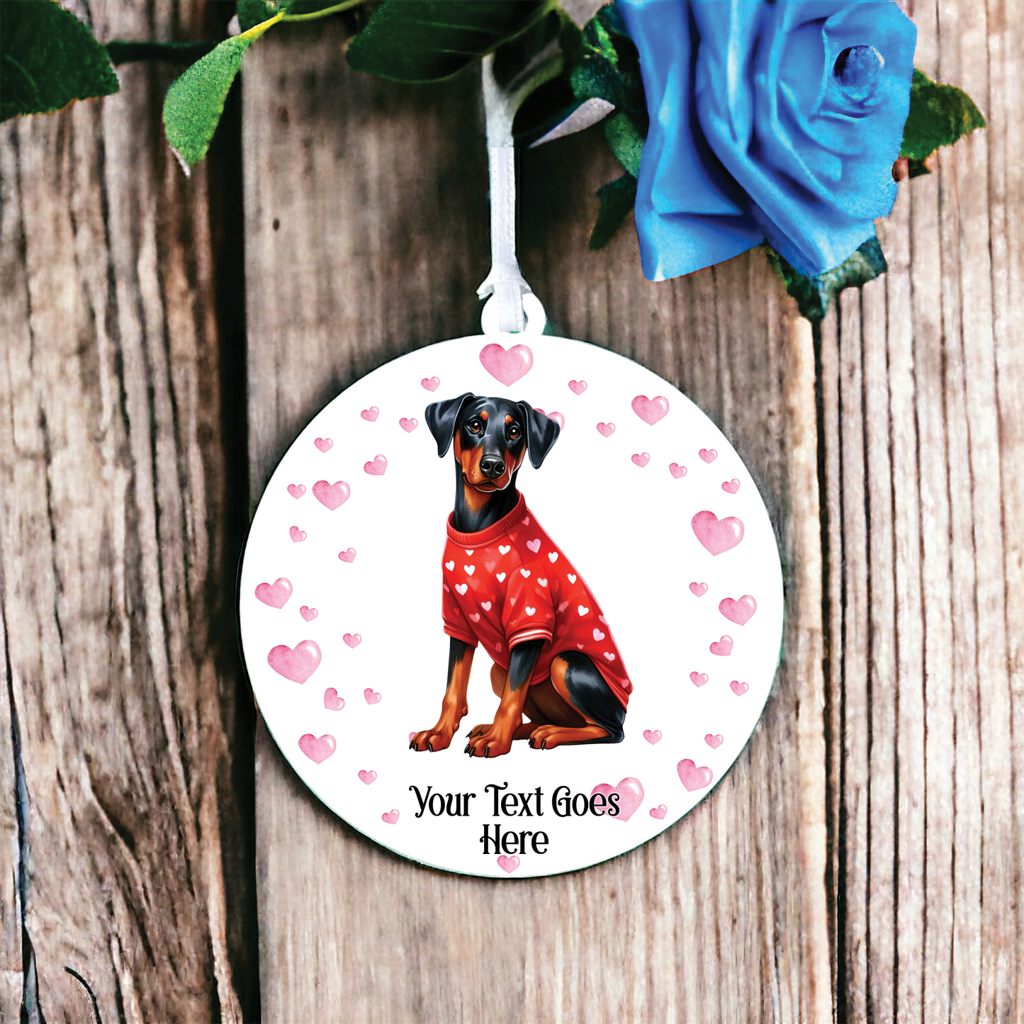 Personalised Doberman Red Dog Love Decoration