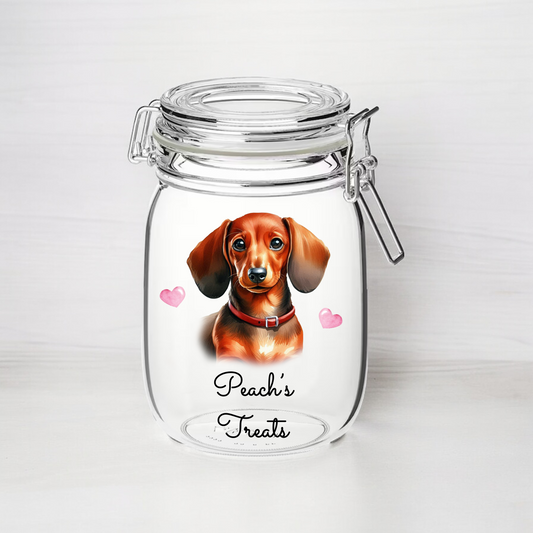 Personalised Dachshund Red Treat Kilner Style Gift Jar - DGJR19