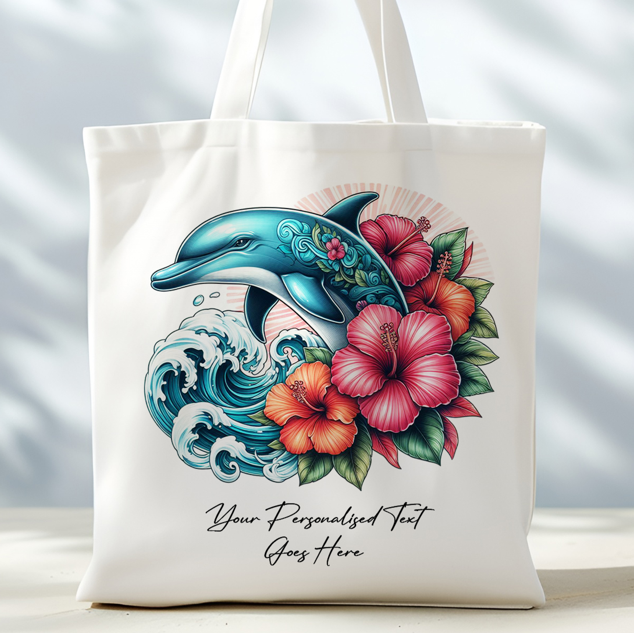 Personalised Dolphin Lotus Tote Bag – Floppsie Moppsie Personalised Dolphin Lotus Tote Bag – Floppsie Moppsie