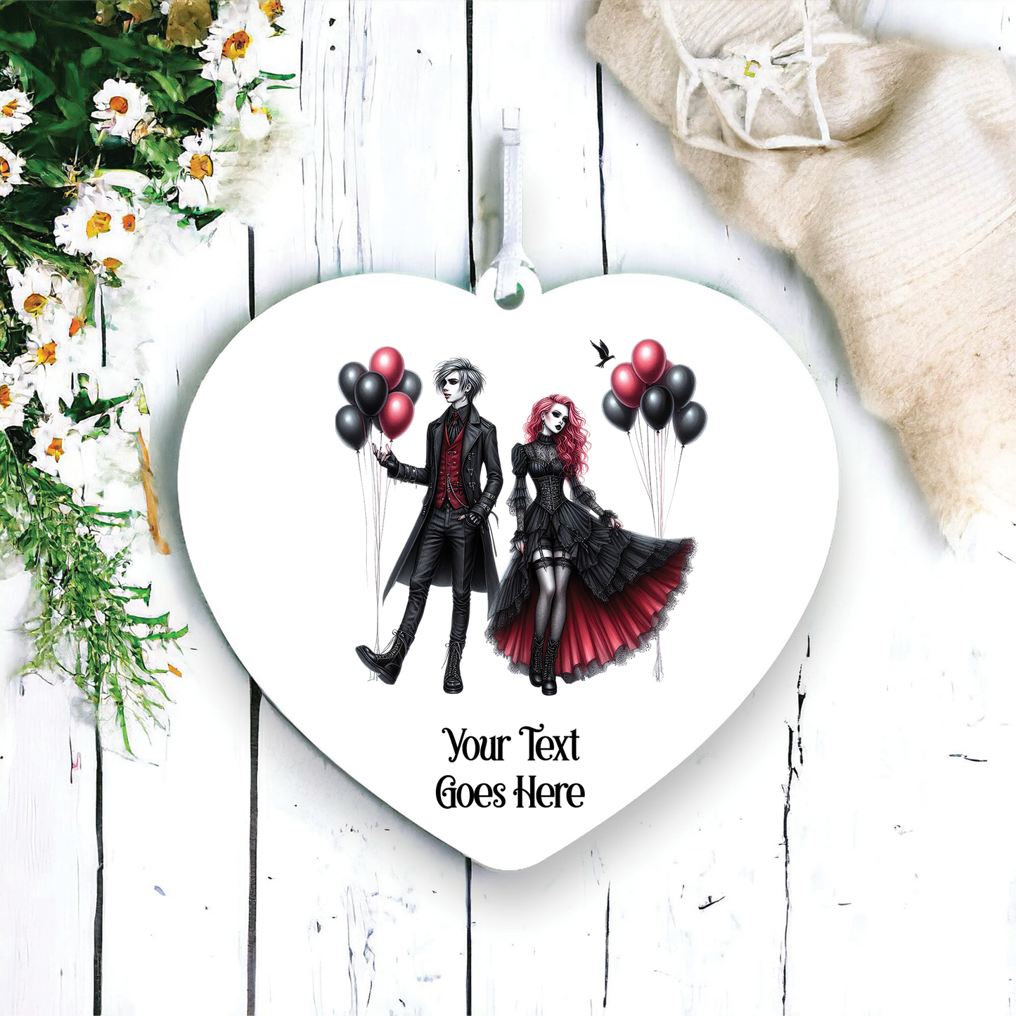 Personalised Gothic Balloon Couple Love Decoration