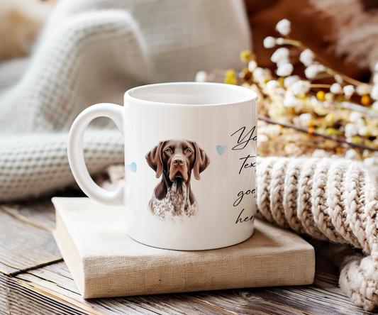 Personalised Dog Gift Mug - Liver and Black German Shorthaired Pointer with Custom Message and Optional Hearts