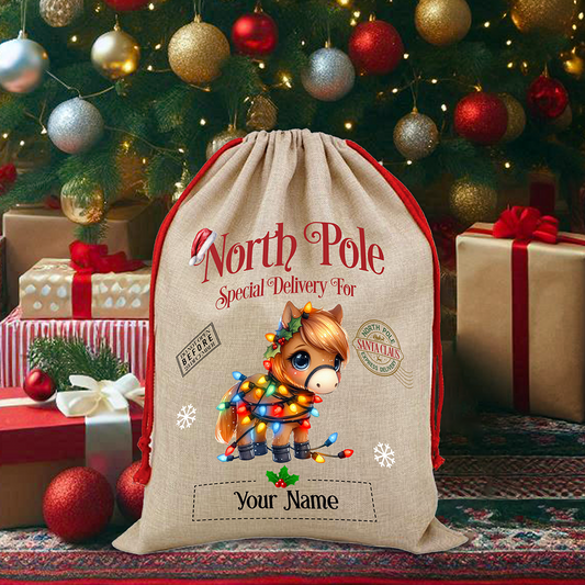 Personalised Horse - North Pole Santa Sack