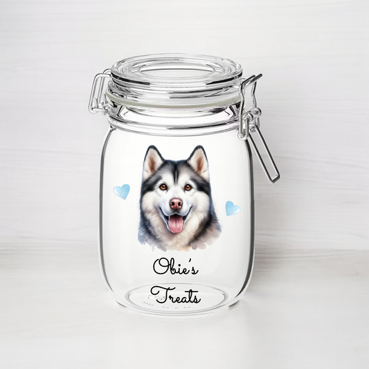 Personalised Huskey Dog Treat Kilner Style Gift Jar C - DGJR31