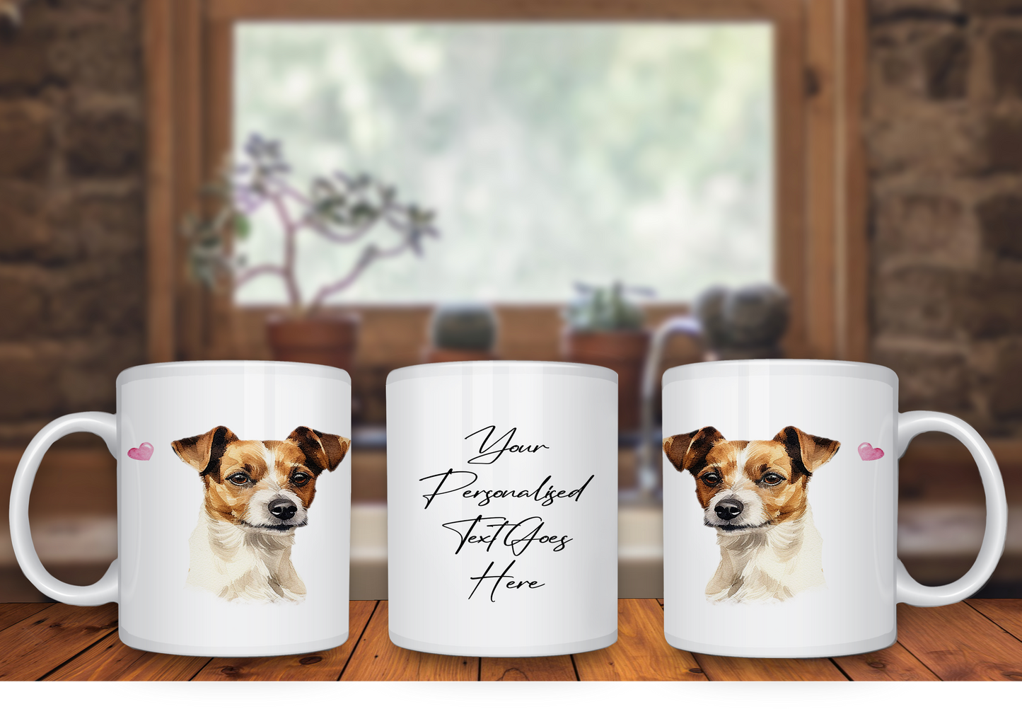 Personalised Dog Gift Mug - Jack Russell Terrier with Custom Message and Optional Hearts