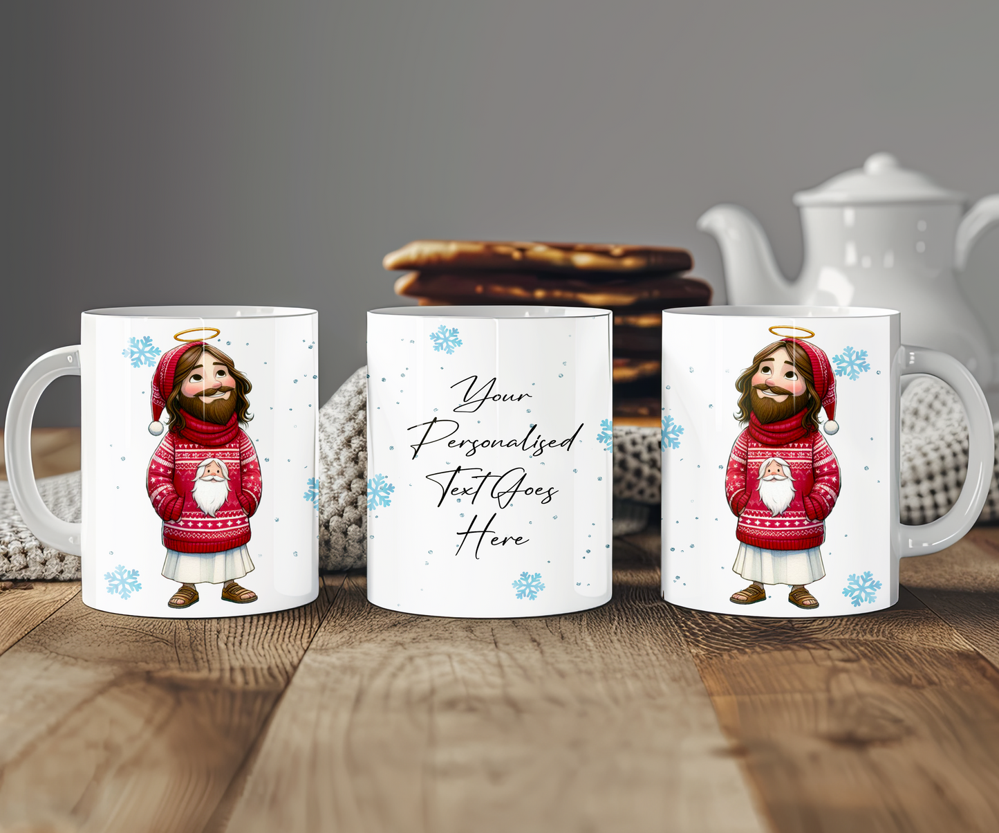 Personalised Christmas Jumper Jesus Gift Mug
