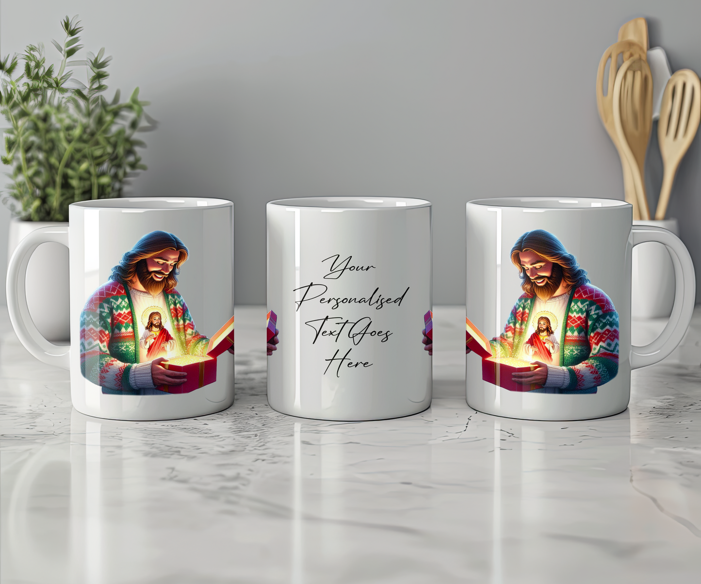 Personalised Christmas Jumper Jesus Gift Mug -Style B