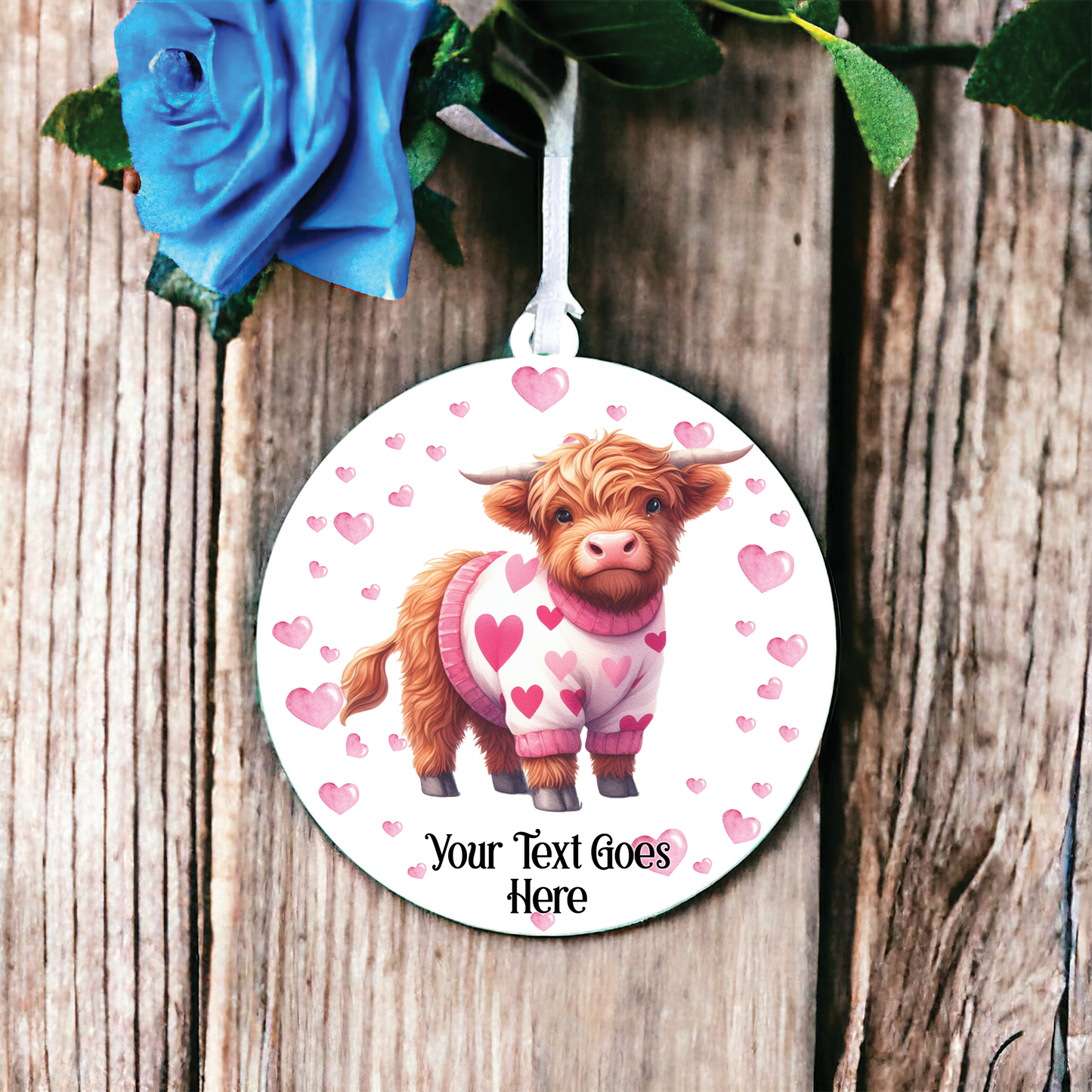 Personalised Highland Cow Love Animal Decoration