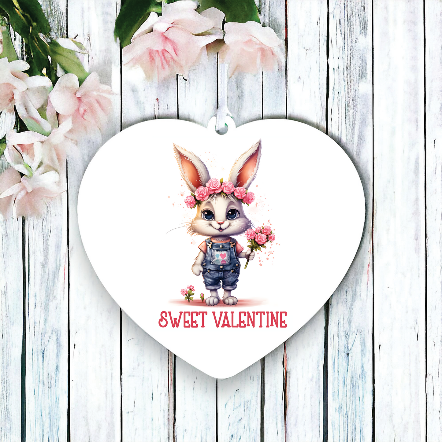Cute Bunny Girl Flowers Love Decoration