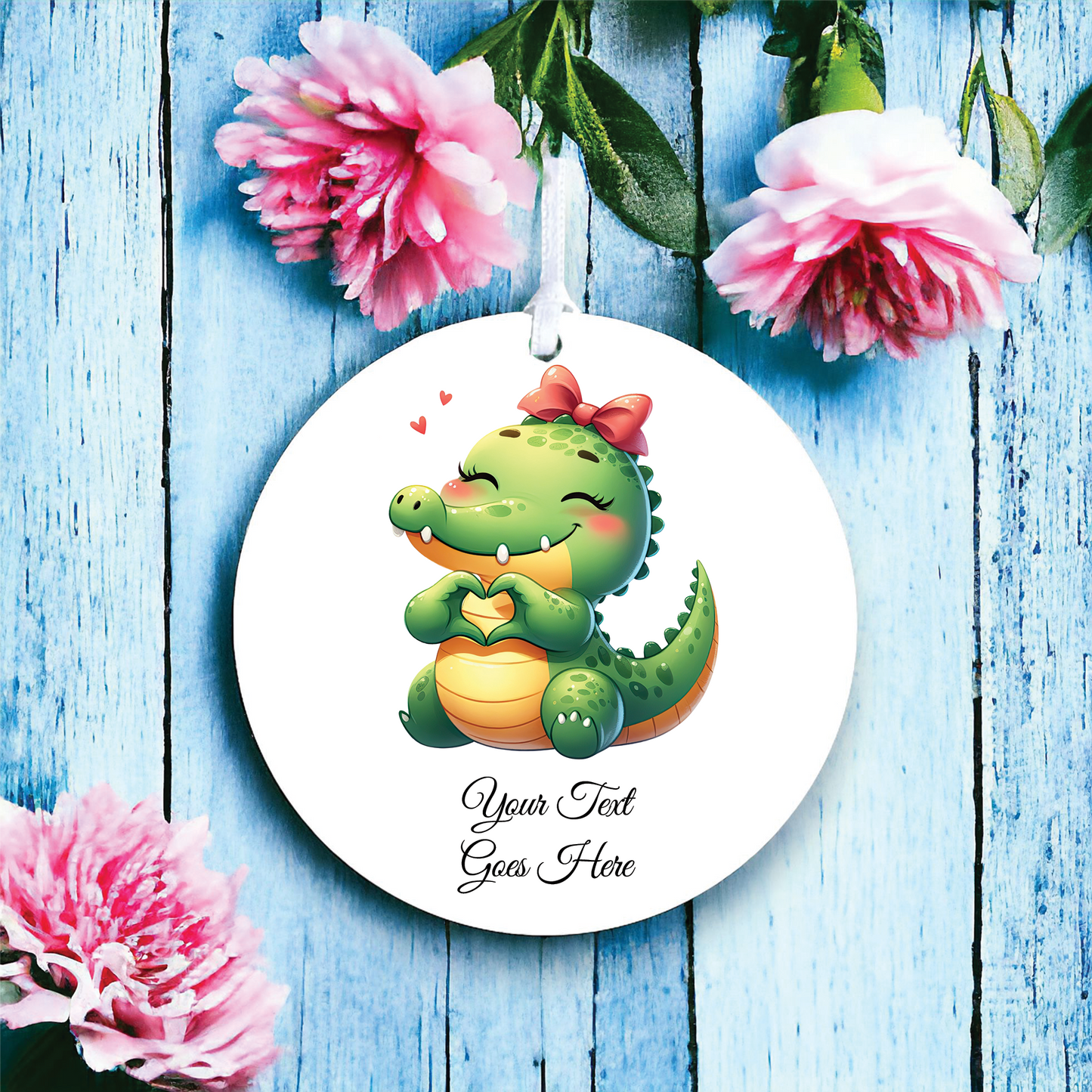 Personalised Cute Crocodile Love Heart Hand Decoration