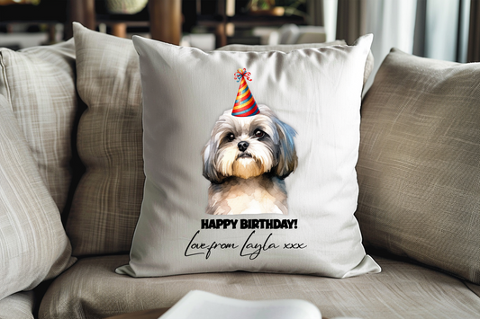 Shih Tzu Dog Personalised Birthday Congratulations Pet Keepsake Cushion Gift