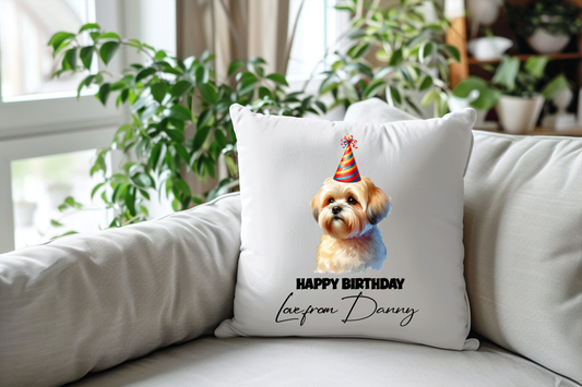 Shorthaired Lhasa Apso Personalised Birthday Congratulations Pet Keepsake Cushion Gift