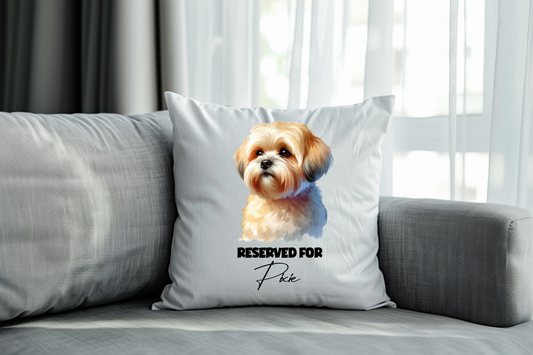 Personalised Shorthaired Lhasa Apso - Reserved For - Pet Dog Keepsake Cushion