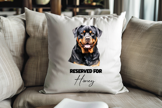 Personalised Rottweiler - Reserved For - Pet Dog Keepsake Cushion