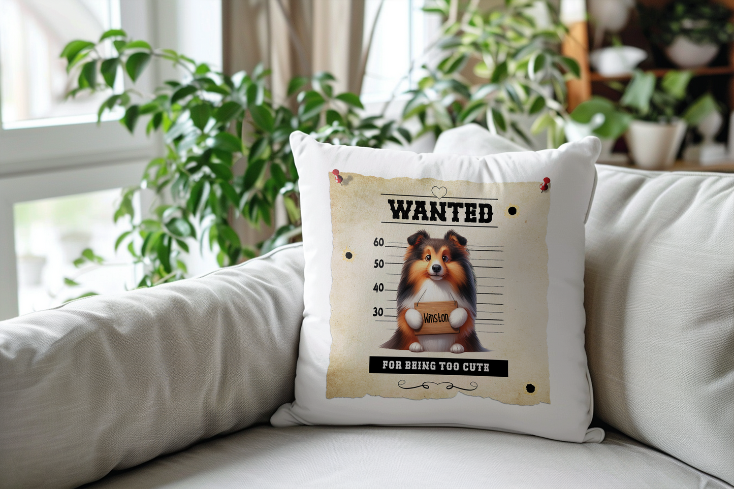 Personalised Dog - Rottweiler WANTED Gift Cushion