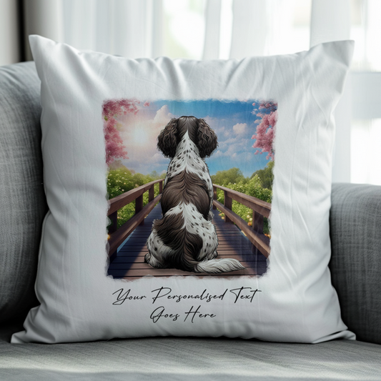 Personalised Bridge Dog Memorial Springer Spaniel - Keepsake Gift Cushion, by Floppsie Moppsie – floppsiemoppsie at floppsiemoppsie.co.uk