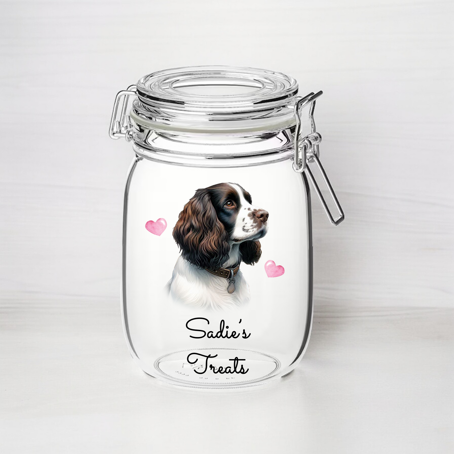 Personalised Springer Spaniel - Dog Treat Kilner Style Gift Jar - DGJR41