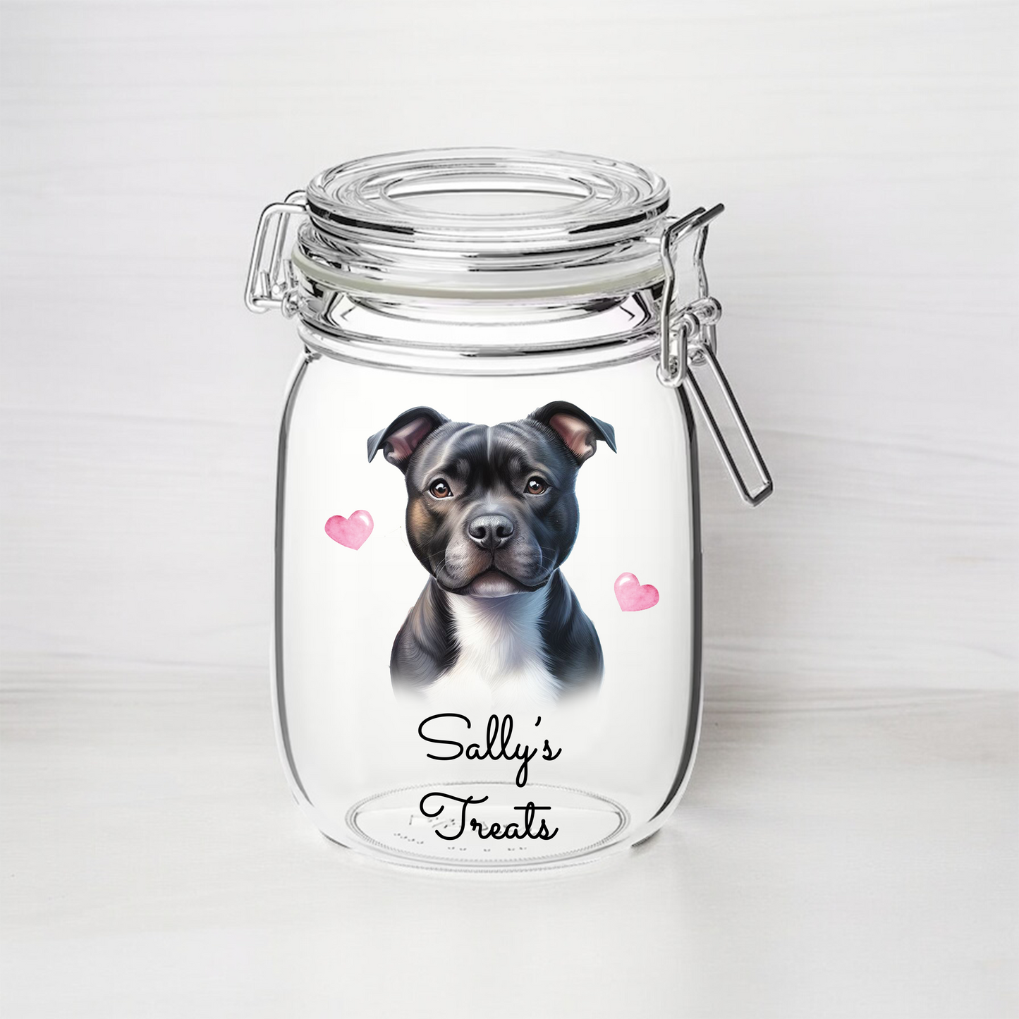 Personalised Staffordshire Bull Terrier - Dog Treat Kilner Style Gift Jar - DGJR44