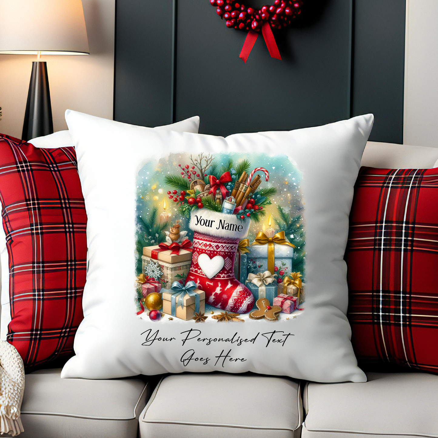 Personalised Christmas Stocking Cushion Cover Gift