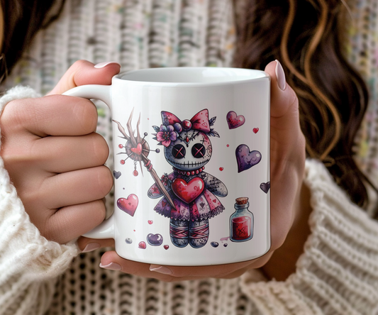 Personalised Keepsake Voodoo Doll Hearts - Gift Mug, by Floppsie Moppsie – floppsiemoppsie at floppsiemoppsie.co.uk