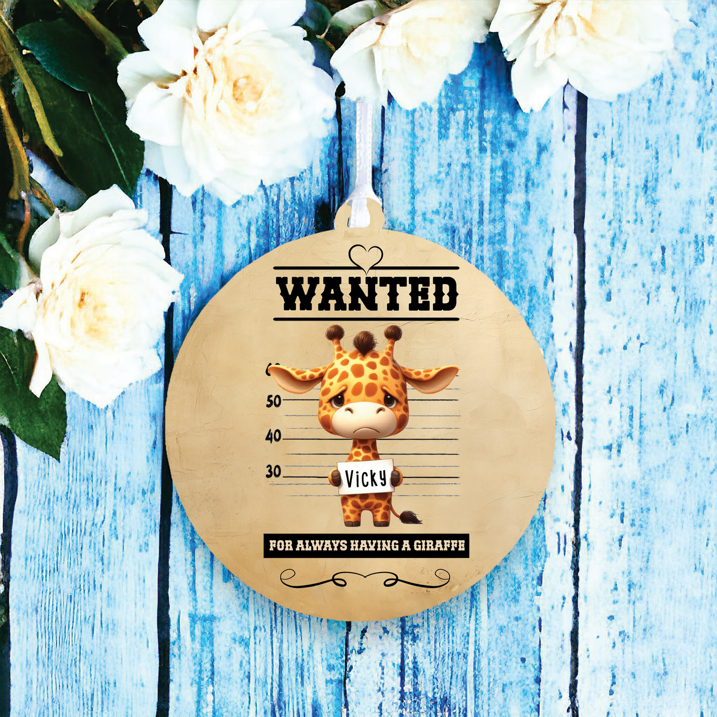 Personalised Giraffe Animal Wanted Decoration
