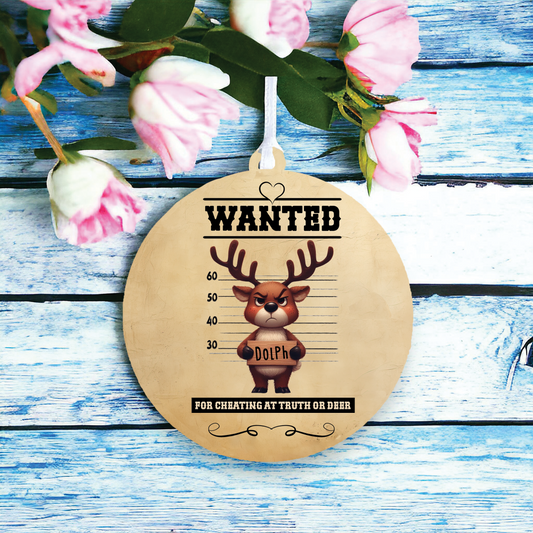 Personalised Reindeer Animal Wanted Decoration