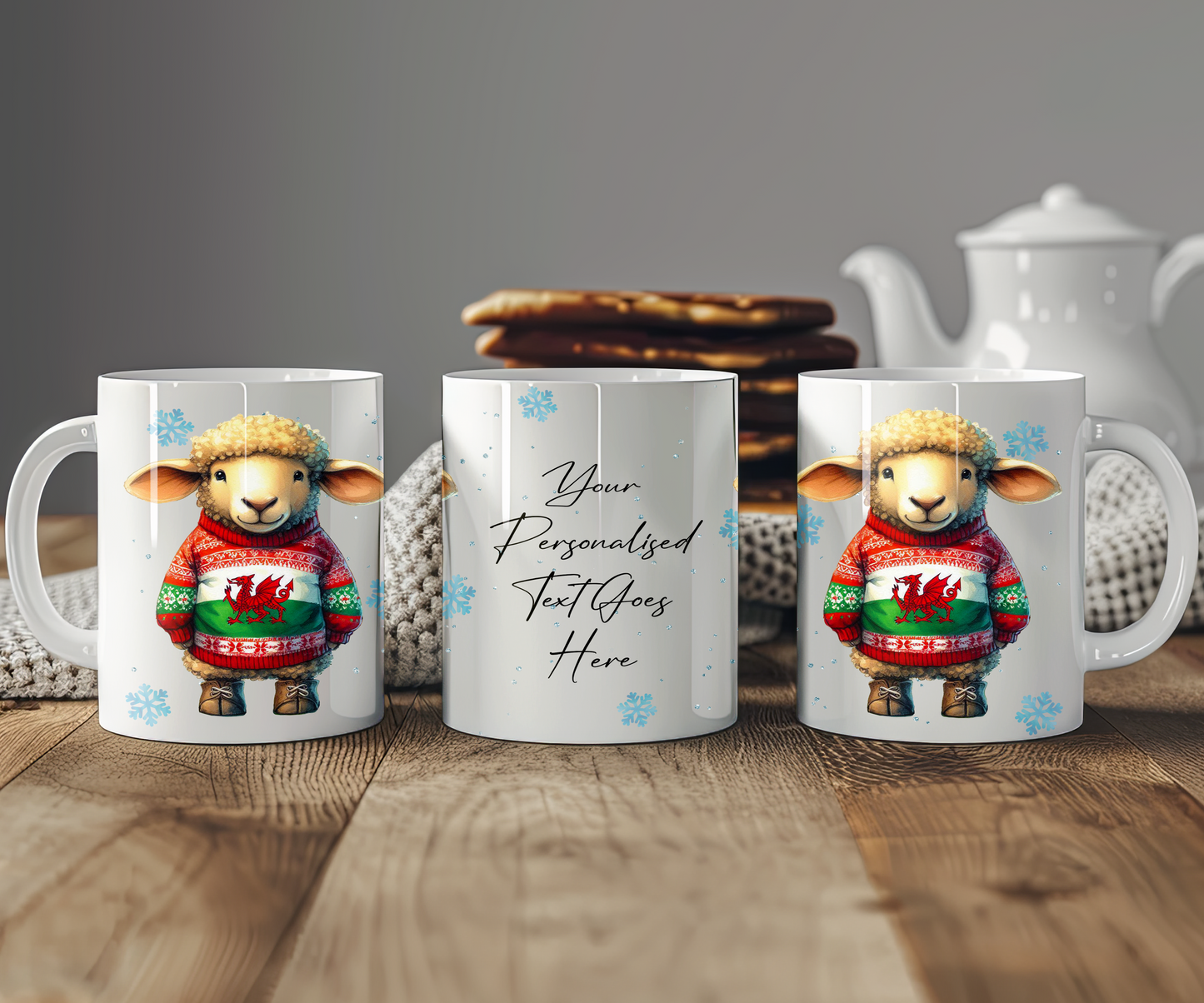 Personalised Christmas Sheep in a Welsh Christmas Jumper Gift Mug