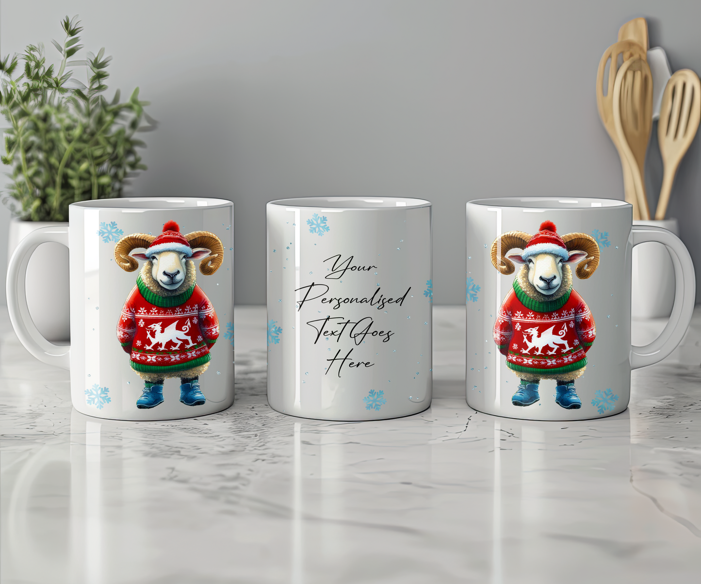 Personalised Christmas Sheep in a Welsh Christmas Jumper Gift Mug - Style B