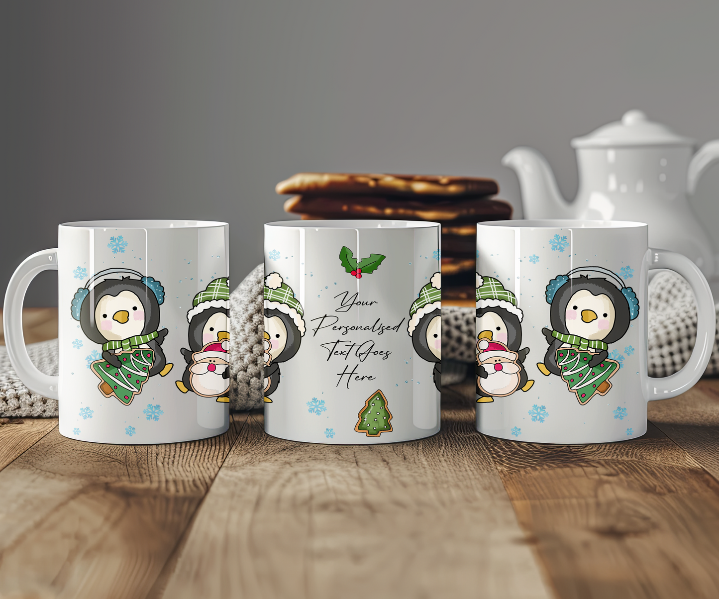 Personalised Whimsical Christmas 2 Penguins - Gift Mug