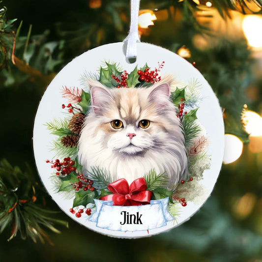 Personalised Pet Cat - British Longhair - Acrylic Bauble Christmas Tree Ornament Decoration Gift Keepsake