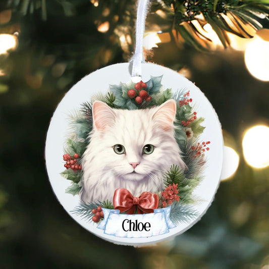 Personalised Pet Cat - Angora - Acrylic Bauble Christmas Tree Ornament Decoration Gift Keepsake