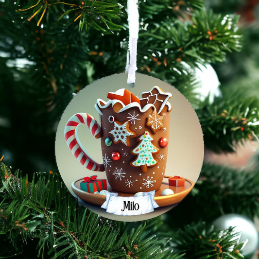 Personalised Hot Chocolate Christmas Bauble - Acrylic Bauble Christmas Tree Ornament Decoration Gift Keepsake