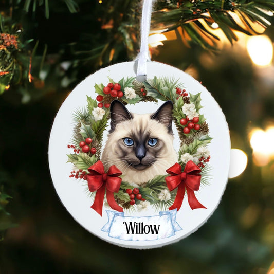 Personalised Pet Cat - Balinese - Acrylic Bauble Christmas Tree Ornament Decoration Gift Keepsake