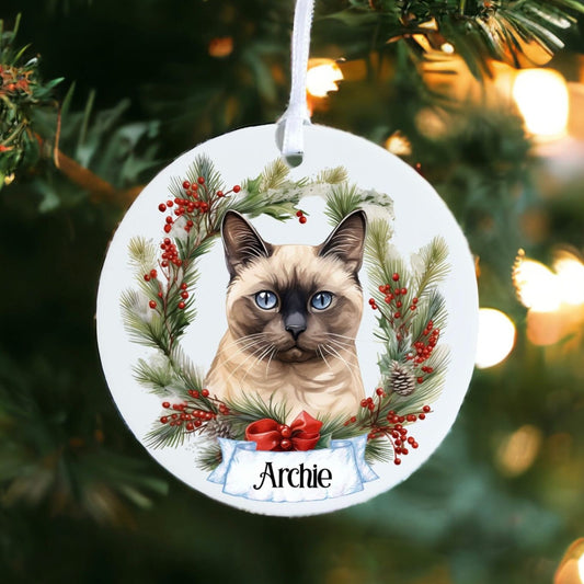 Personalised Pet Cat - Burmese - Acrylic Bauble Christmas Tree Ornament Decoration Gift Keepsake