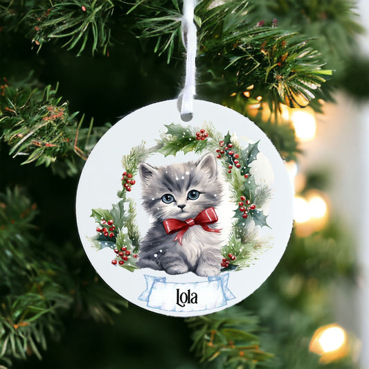 Personalised Pet Kitten - Acrylic Bauble Christmas Tree Ornament Decoration Gift Keepsake