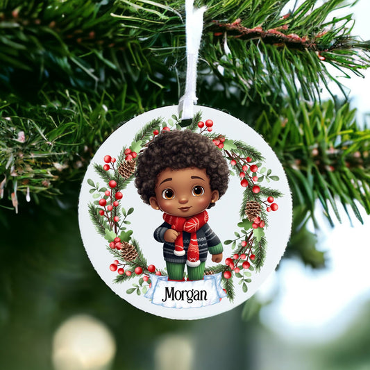 Personalised Cute Child Scarf Bauble - Acrylic Bauble Christmas Tree Ornament Decoration Gift Keepsake