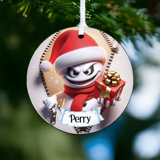 Personalised Snowman - Acrylic Bauble Christmas Tree Ornament Decoration Gift Keepsake